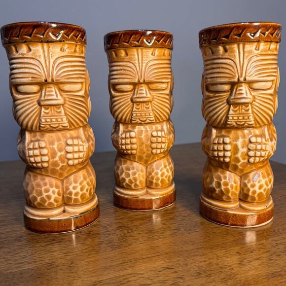 Tiki Bobs Other - 3 Tiki Bob's San Francisco Peanut Lined Face Made In Japan Super Rare